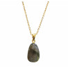 Pendentif Labradorite avec Chaîne Acier Plaquée or 40 + 6 cm