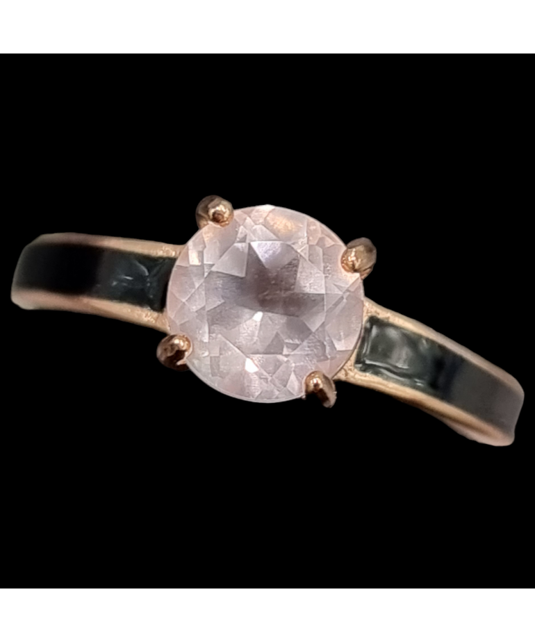 Bague Quartz rose Acier inox plaqué or Taille 50