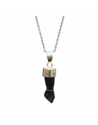 Pendentif Œil de Tigre  Figa Argent 925 avec Chaîne Acier Inox 44 cm
