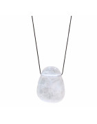 Pendentif Quartz Rose sur Cordon réglable Marron
