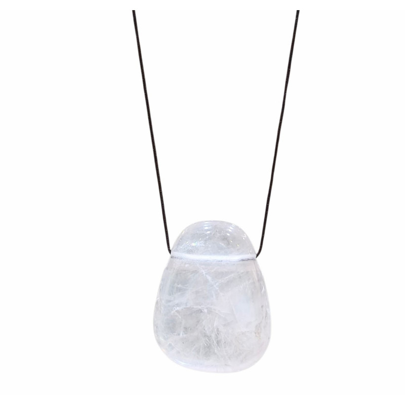 Pendentif Quartz Rose sur Cordon réglable Marron
