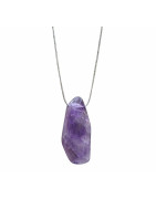 Pendentif Améthyste sur Cordon Réglable Gris Brillant