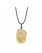 Pendentif Citrine sur Cordon Réglable Noir