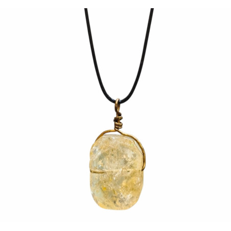 Pendentif Citrine sur Cordon Réglable Noir