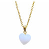 Pendentif Calcédoine Cœur sur Chaîne Acier Plaquée or 44 cm