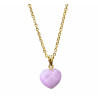 Pendentif Kunzite Cœur avec Chaîne Acier Plaquée Or 44 cm