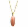 Pendentif Pierre de Soleil 3.5 cm avec Chaîne Acier Plaquée Or 44 cm