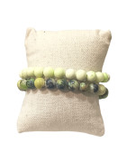 Bracelet Chrysoprase Citron pierres rondes