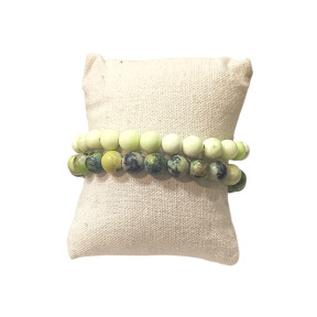 Bracelet Chrysoprase Citron pierres rondes