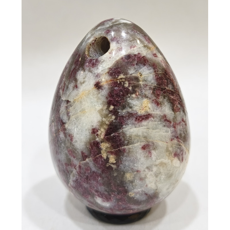 Œuf de Yoni Tourmaline Rose Percé 5 cm