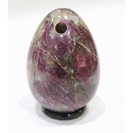 Œuf de Yoni Tourmaline Rose Percé 4 cm