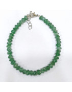 Bracelet Aventurine Verte Chips Facettés avec Fermoir 34 + 2 cm
