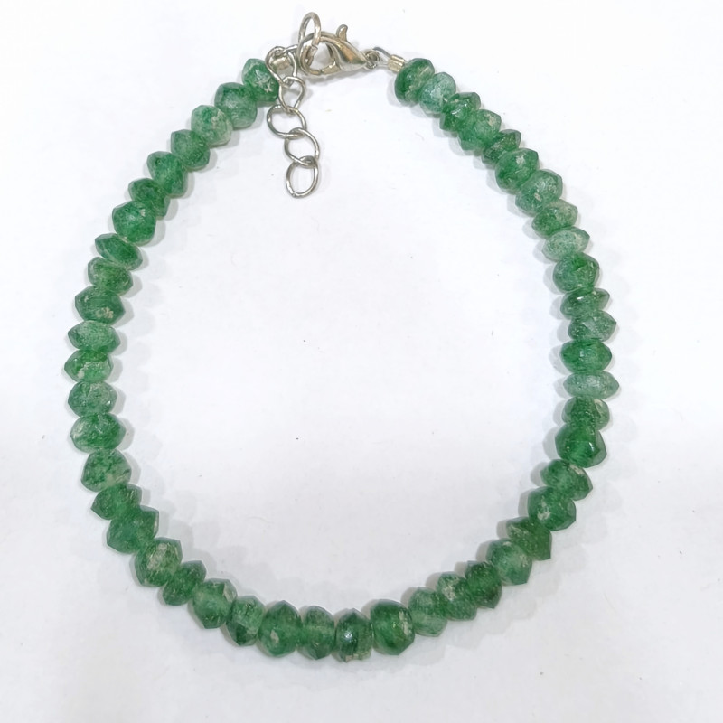 Bracelet Aventurine Verte Chips Facettés avec Fermoir 34 + 2 cm