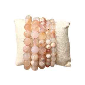 Bracelet Agate Fleur Pierre Rondes