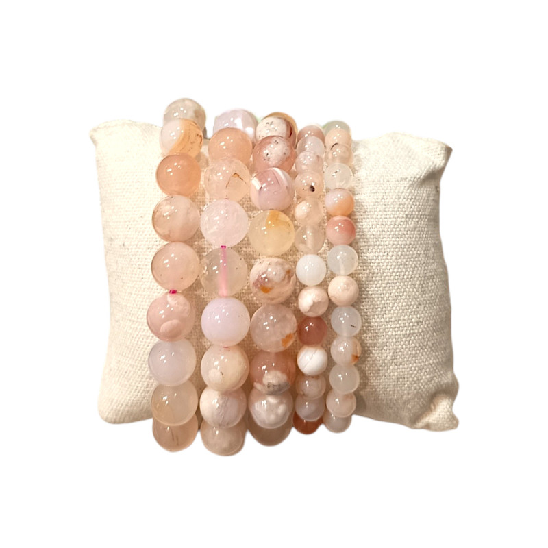 Bracelet Agate Fleur Pierre Rondes