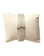 Bracelet Cristal de Roche Baroque avec Insert Bille Acier