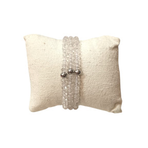 Bracelet Cristal de Roche Baroque avec Insert Bille Acier