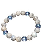 Bracelet Labradorite et Aqua aura Pierres rondes 10mm