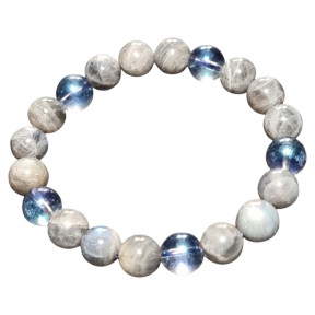 Bracelet Labradorite et Aqua aura Pierres rondes 10mm