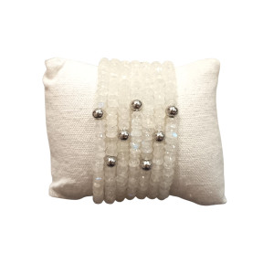 Bracelet Pierre de Lune Baroque avec Insert Bille Acier