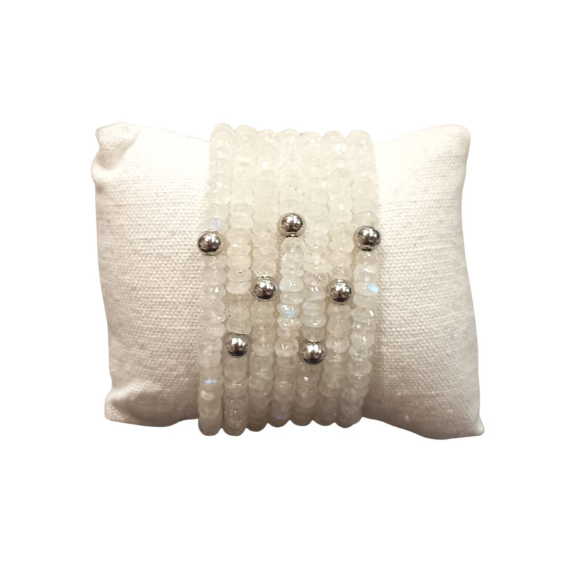 Bracelet Pierre de Lune Baroque avec Insert Bille Acier