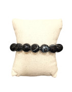 Bracelet Onyx Facetté Pierres Rondes 12mm