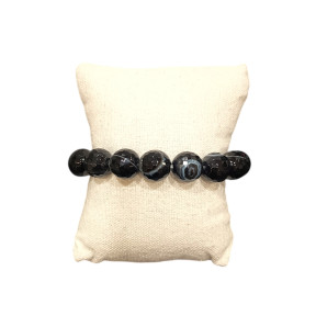 Bracelet Onyx Facetté Pierres Rondes 12mm