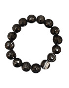 Bracelet Onyx Facetté Pierres Rondes 12mm