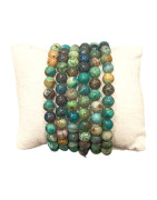 Bracelet Chrysocolle Azurite A+ Pierres Rondes
