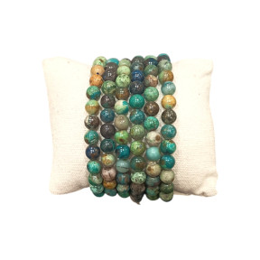 Bracelet Chrysocolle Azurite A+ Pierres Rondes