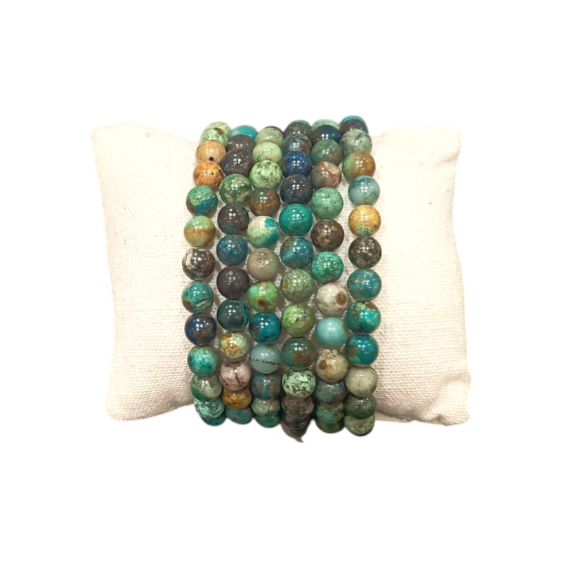 Bracelet Chrysocolle Azurite A+ Pierres Rondes
