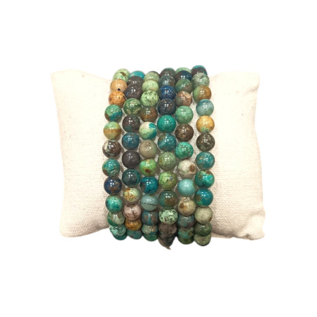 Bracelet Chrysocolle Azurite A+ Pierres Rondes