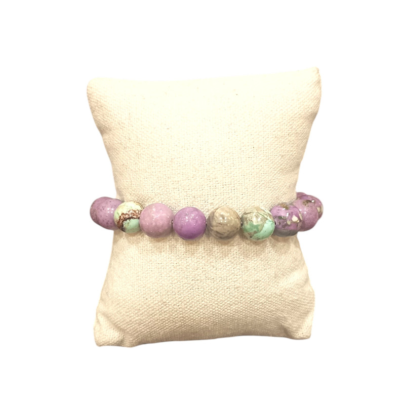 Bracelet Opale Multicolore Pierres Rondes 10mm