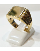 Bague Type Chevalière Carrée Plaquée Or
