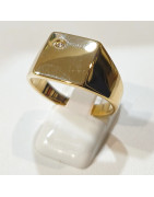 Bague Type Chevalière Carrée Zirconium Plaquée Or