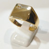Bague Type Chevalière Carrée Zirconium Plaquée Or