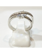 Bague Zirconium Deux Anneaux Argent 925