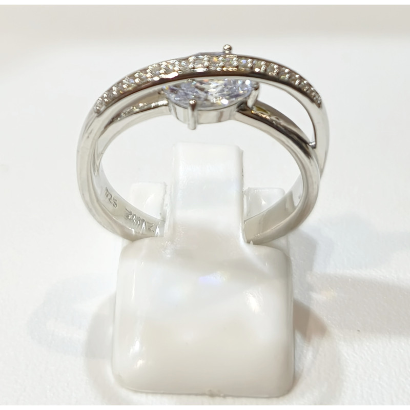 Bague Zirconium Deux Anneaux Argent 925
