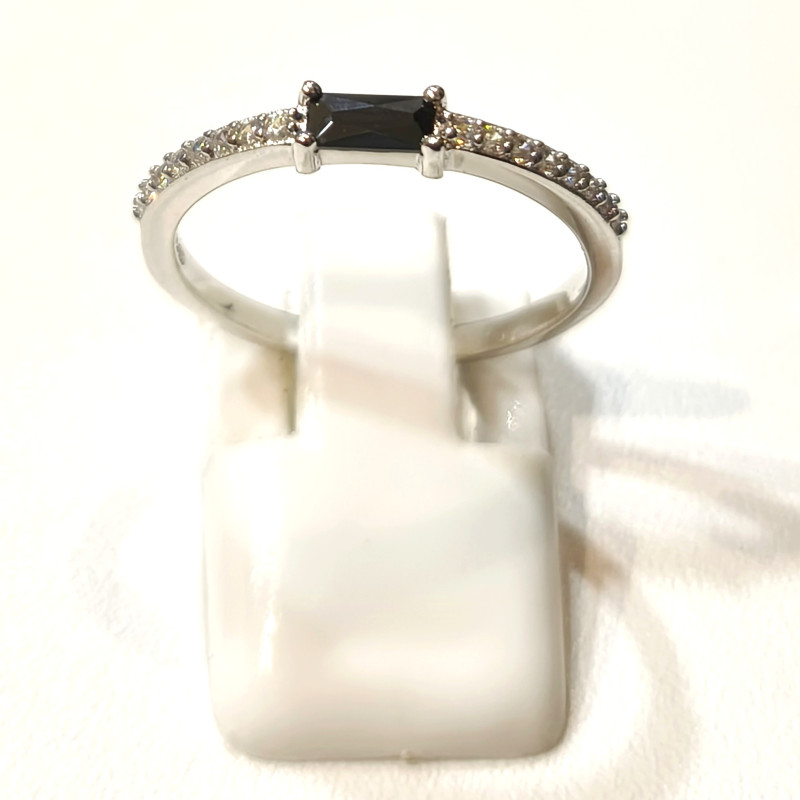 Bague Saphir Bleu Nuit Zircon Argent 925