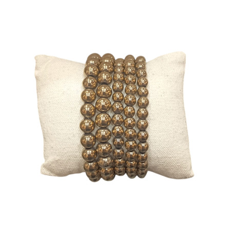 Bracelet Pyrite de Fer Dorée Pierres Rondes