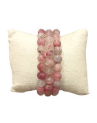 Bracelet Quartz Rhodonite Pierres Rondes 8mm