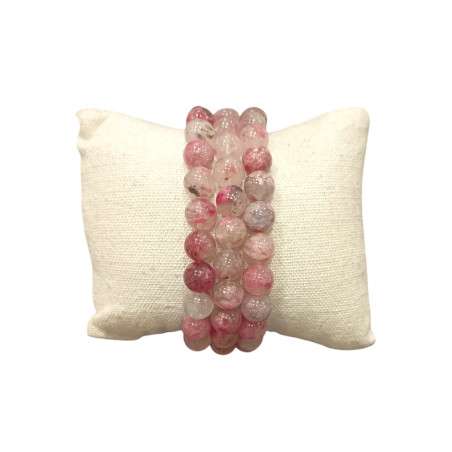 Bracelet Quartz Rhodonite Pierres Rondes 8mm