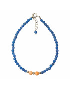 Bracelet Calcédoine Corail Peau d'Ange Pierres Rondes Facettées 3mm avec Fermoir 18 + 3 cm Argent 925