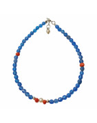 Bracelet Calcédoine Corail Perles Pierres Rondes Facettées 3mm avec Fermoir 18 + 2 cm Argent 925