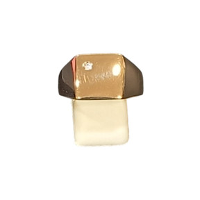 Bague Type Chevalière Carrée Zirconium Plaquée Or