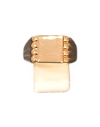 Bague Type Chevalière Carrée Plaquée Or