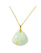 Pendentif Amazonite Triangle 4 cm avec Chaîne Acier Inox Plaqué Or 45 cm