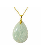 Pendentif Amazonite Goutte 5 cm avec Chaîne Plaquée or 45 cm