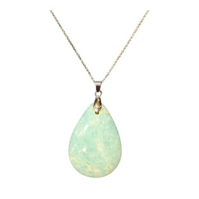 Pendentif Amazonite Goutte 5 cm sur Chaîne Acier Inox 42 + 5 cm