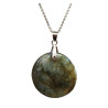 Pendentif Labradorite Pierre Roulée Ronde Diamètre 3 cm sur Chaîne Acier Inox 42 + 6 cm